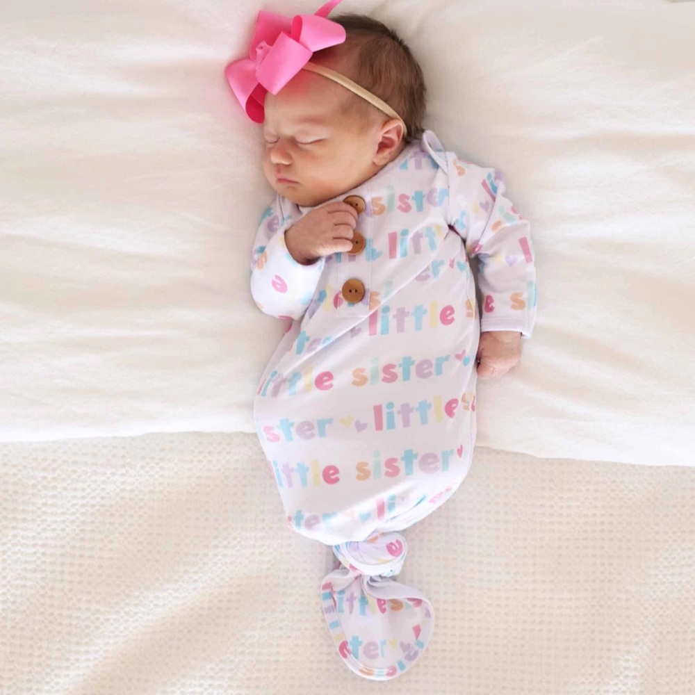 Caden Lane little sister knotted gown and hat set